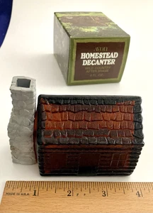 Avon HOMESTEAD Empty Decanter Glass Log Cabin Wild Country After Shave w Box Vtg - Picture 1 of 6