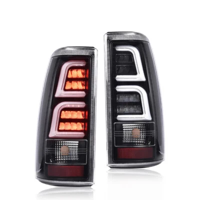 Fit For 99-02 Chevy Silverado 1500/99-06 GMC Sierra LED Tube Tail Lights Black - Image 1 of 4