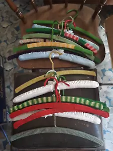 Lot Of 18 Vintage Padded Silk Satin & Cotton Clothes Closet Hangers - Picture 1 of 7