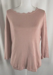 New Philosophy Womens Top Pink Scalloped Neck  Rayon Nylon Spandex Large - Picture 1 of 6