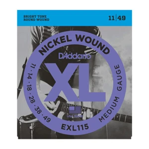 Cuerdas para guitarra eléctrica D'Addario EXL115-3D heridas de níquel, medianas 11-49 (paquete de 3) - Imagen 1 de 1