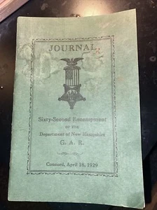 GAR 1929 CONCORD NEW HAMPSHIRE REUNION Encampment JOURNAL - Picture 1 of 1