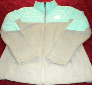 NEW Womens New Balance Full Zip Fleece Jacket Reflective Logo Gray/Lt Green Sz M - Picture 1 of 11
