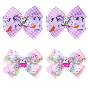 4 Pieces Easter Bows Hair Clips Easter Bows Clips Grosgrain Hair Barrettes Ra... - Picture 1 of 6