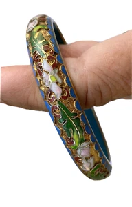Vintage Champlevé Cloisonné Armreif Armband, mehrfarbige Emaille auf Messing - China - Bild 1 von 8