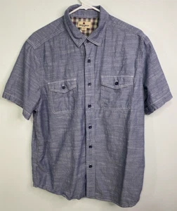 Woolrich Herren Chambray Kurzarm Hemd mit Knopfleiste Größe Large Blau - Bild 1 von 6