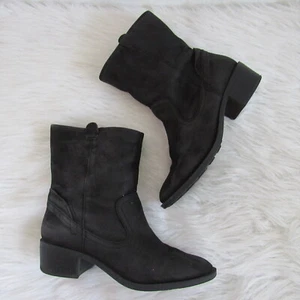 Me Too Womens Mid Calf Boots Size 9.5 Tanger 8" Leather Motocycle Boots Black - Picture 1 of 7