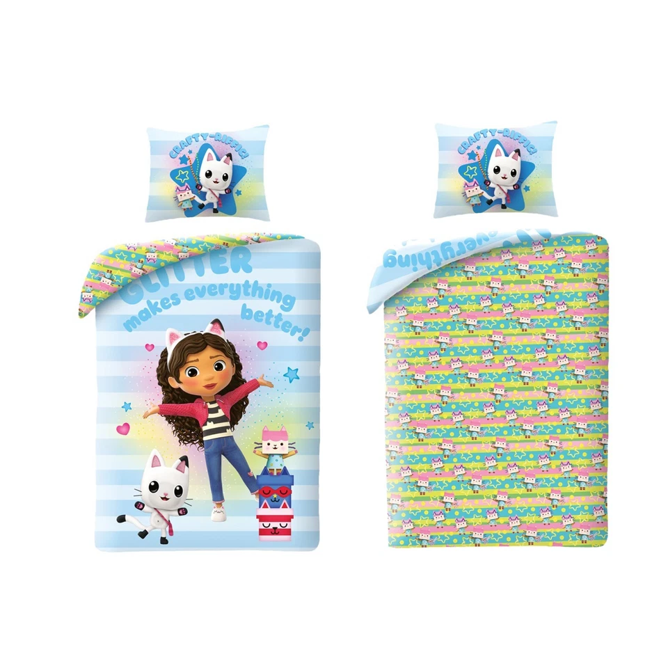 Gabby's Dolls House Reversible Bedding Disney Single Bed Set EU Size