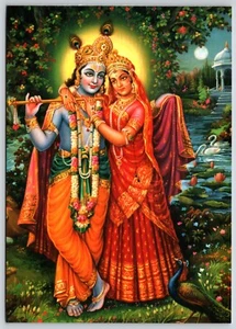 Postcard Radha Krishna Hindu God and Goddess Art 2001 - Picture 1 of 2