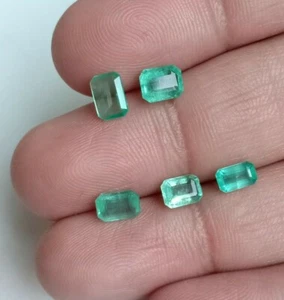 5 Pieces Lot Vintage Emerald For jewelry Extra Fine Clearty Loose Gemstone - Picture 1 of 5