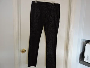 Pantalone Nicole taglia 12 nero con stampa leopardata lucida gambe dritte - Foto 1 di 8