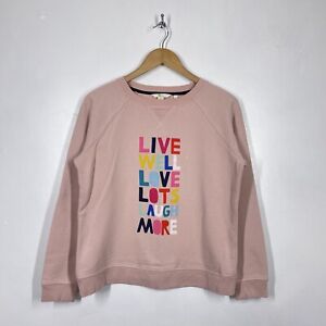 Boden Sweatshirt Womens Small Pink Live Love Laugh Slogan Dusky Crew Jumper S