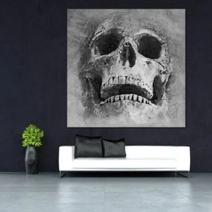 LEINWAND BILD ER XXL POP ART ABSTRAKT SKULL TOTENKOPF TATTOO SKELETT 130x130 - Bild 1 von 3