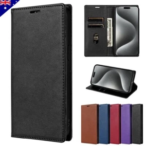 For iPhone 16 15 14 13 12 11 Pro Max Mini XR 7 8 Leather Flip Wallet Case Cover - Picture 1 of 73