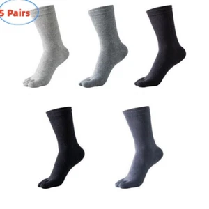 Men Crew Ankle Five Finger Toe 100% Cotton Work Athletic Sport Solid Socks 5Pack - Picture 1 of 16
