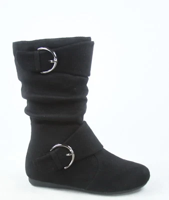 Lindos zapatos bota holgados con cremallera de tacón plano a media pantorrilla talla 9-4 para niñas y niños NUEVO Foto 1 de 4