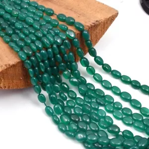 Cuentas curativas de piedras preciosas de forma ovalada lisa de ónix verde natural 13" para hacer joyas - Imagen 1 de 10