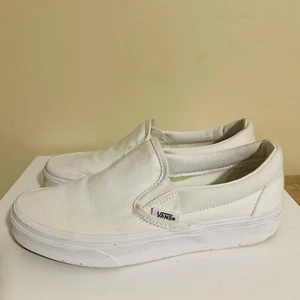 VANS Off The Wall White Canvas Slip On Shoes Womens 6.5 Mens 5 - Picture 1 of 8
