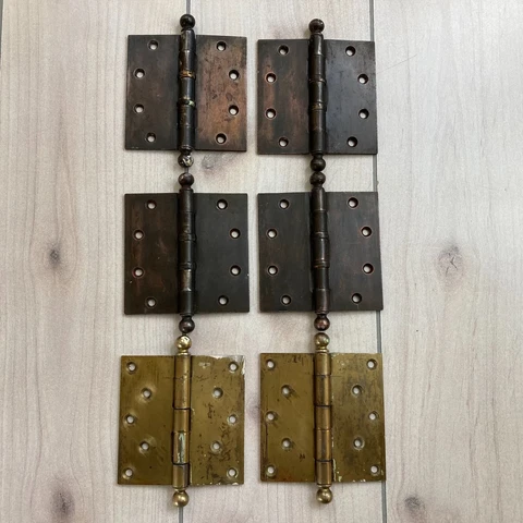 Antique Stanley Works Sweetheart Hinges 5" Pat 1902 Brass Architectural Salvage Cover