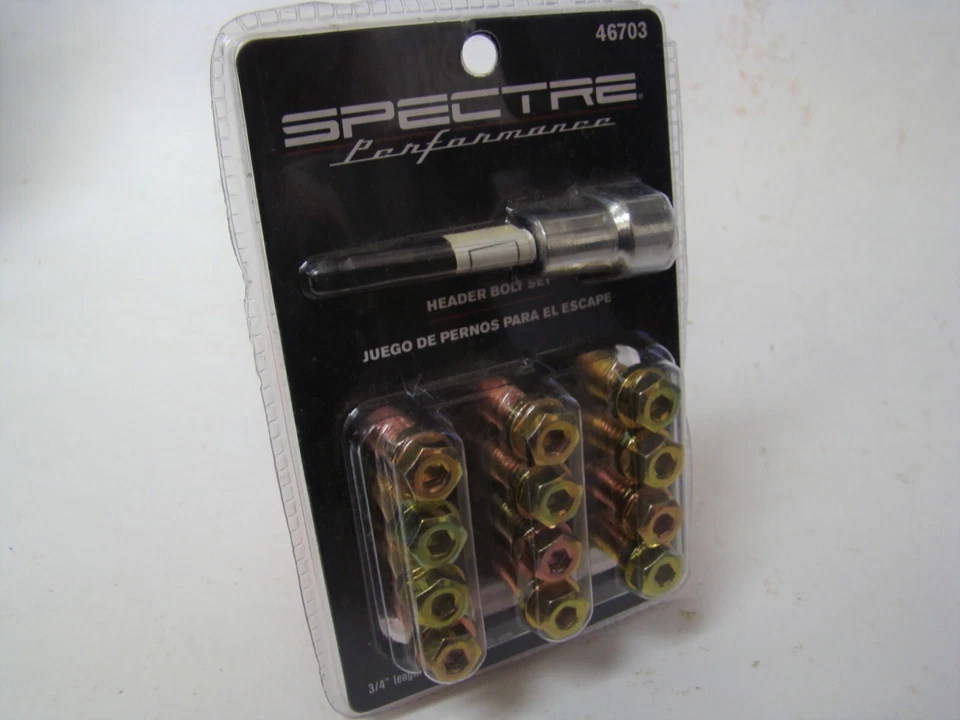 Spectre 46703 Exhaust Header Bolt Kit 3/8-16 x 3/4" w/Tool Grade 5 gold anodized - Image 1 of 1