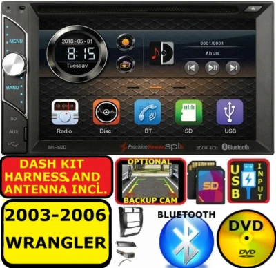Jeep Wrangler 2003-2006 Bluetooth CD/DVD USB AUX SD paquete estéreo de radio de coche Foto 1 de 4