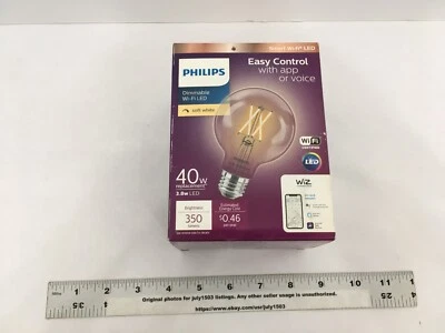 (1) NEW Philips Wiz 40W Smart Wi-Fi LED Globe G25 Bulb Soft White 2700K Dimmable - Image 1 of 4