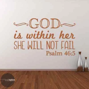 Psalm 46:5 God Is Within Her She Will Not Fail Vinyl Wall Decal Sticker - Picture 1 of 4