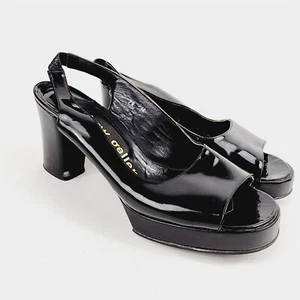 Zapatos de salón vintage Andrew Geller negros punta abierta tacones traseros mod para mujer 7,5 - Imagen 1 de 8