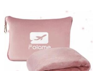 Folame Soft Travel Blanket and Pillow - 2 in 1 Blanket with pillow -color pink - Picture 1 of 9