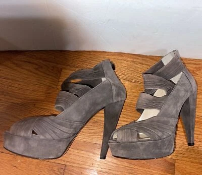 Bally Women's Platform Suede Heel Straps Sandal Gray Size 36.5 US 6 Stunning - Image 1 of 4