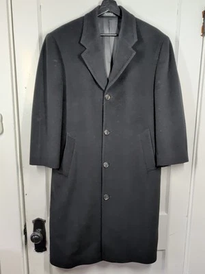Perry Ellis Portfolio Men's Med Cashmere Wool Fabric Woven In Italy Black Coat - Image 1 of 4