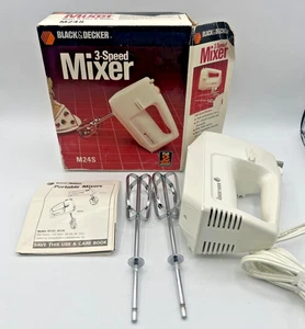 Vintage 1986 Black & Decker M24S 3-Speed Hand Mixer White NOS Open Box Rare - Picture 1 of 14