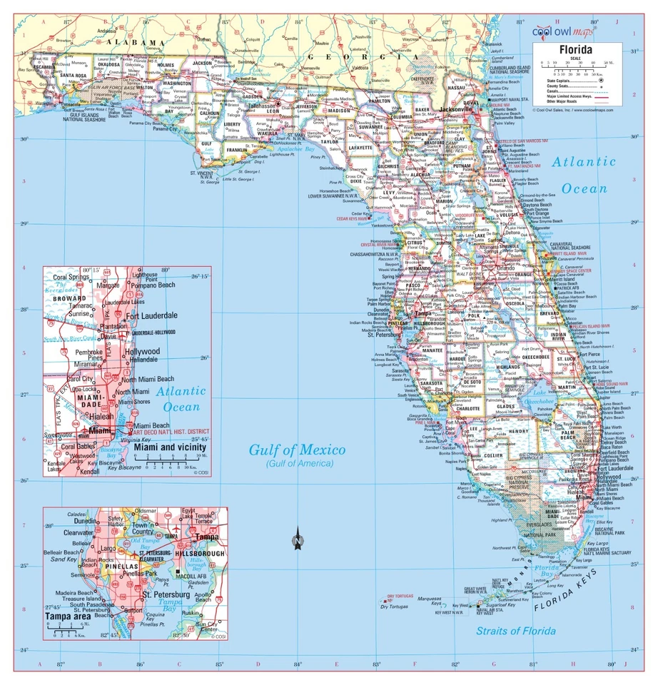 FLORIDA State Wall Map Large Print Poster - Image 1 of 1