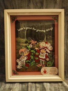 ERDBEER SHORTCAKE SHARE A TREAT LULU'S GERAHMTES BEMALTES GLAS WANDBILD 1980 - Bild 1 von 7