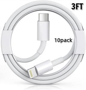 10 Pack 3ft OEM USB C Fast Charging Cable PD Cord for iPhone 14/13/12/11 Pro Max - Picture 1 of 11