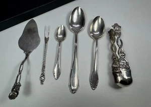 KONVOLUT altes 800 SILBER BESTECK 216g Zuckerzange Tortenheber Löffel Gabel - Picture 1 of 7