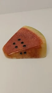 Vintage Polished Italian Alabaster Marble Stone Watermelon Slice Fruit 8.4oz 3in - Picture 1 of 9