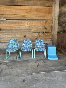 Sedie sala da pranzo blu Barbie Dream House 1977 vintage + sedia MCM 1973 - LEGGI - Foto 1 di 12