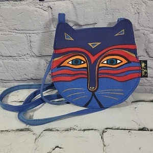 Laurel Burch Feline Cat Crossbody Bag Zippered Small Blue Canvas Purse - Picture 1 of 8