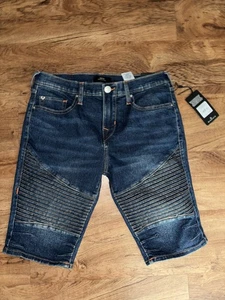 True Religion Shorts Herren 30 Rocco Moto Medium Wash Denim Distressed Harmonious - Bild 1 von 5