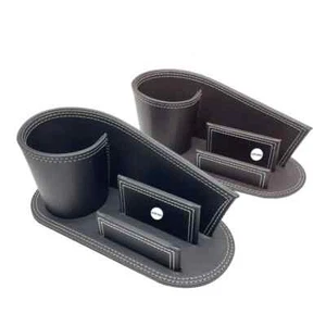 Organizador de Escritorio Caddy Cuero Soporte para Pluma Multifuncional Almacenamiento de Tarjetas de Visita - Imagen 1 de 6