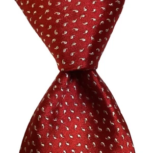 BROOKS BROTHERS Men’s 100% Silk Necktie ITALY Designer PAISLEY Red/White EUC - Picture 1 of 3