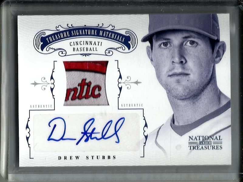 Drew Stubbs 2012 National Treasures Autograph Game Used Jersey Patch #2/7 - Image 1 of 1