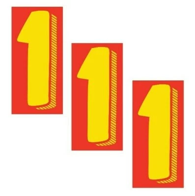 PEGATINAS PARABRISAS DISTRIBUIDOR DE AUTOMÓVILES CALCOMANÍAS DE VINILO GRANDE NÚMERO 3 PAQUETES ROJO AMARILLO Foto 1 de 2