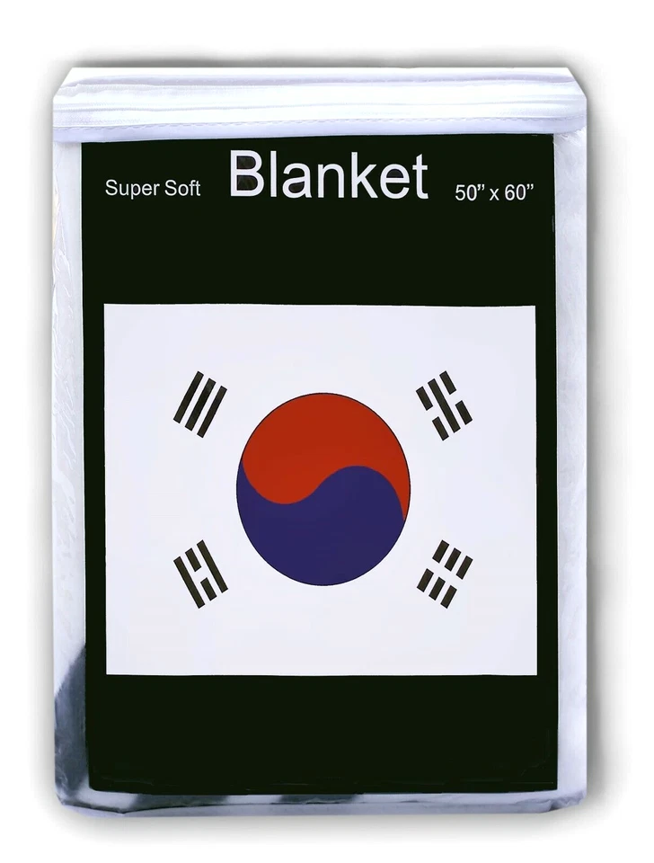SOUTH KOREAN TAEGEUKGI FLAG FLEECE BLANKET *NEW* 50x60" T'aegŭkki 태극기  太極旗 Korea - Image 1 of 2