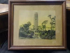 FL Vintage THE SINGING TOWER Mountain Lake Florida scena di sole colorata a mano - Foto 1 di 5