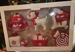 Target Wondershop Bullseye Christmas Ceramic Ornament SET OF 6 Dog Cart SEE DESC - Picture 1 of 14