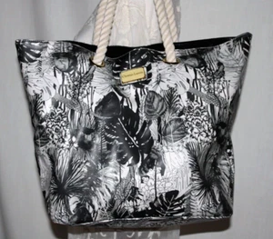 Christian Lacroix Beach/Lake/ Boating Bag Tote Blk & White Rope Handles Lined - Picture 1 of 9