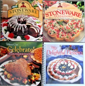 Lot 4~Pampered Chef Cookbooks-Delightful Desserts~Celebrate~Stoneware Sensations - Imagen 1 de 1