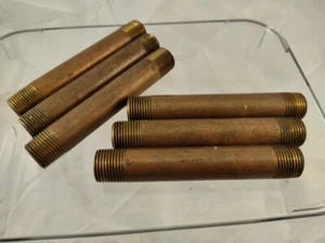 3 pcs. - 3/8" x 4" NPT Threaded Brass Pipe Nipple - Plumbing/Steampunk Projects - Picture 1 of 2